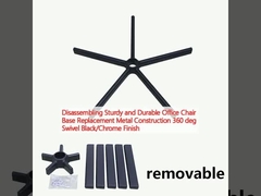 Desmontaje Silla de oficina resistente y duradera Base de reemplazo de metal Construcción de 360 grados Rotación Negro / acabado cromado