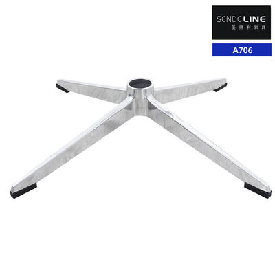 Base de silla de oficina de cuatro estrellas, repuesto, color pulido, aleación de aluminio de 122MM de altura