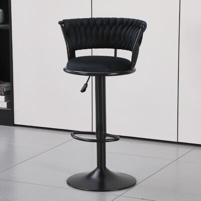 Buen precio Silla de terciopelo asiento taburete de bar con respaldo envuelto y 80-100 cm de altura para muebles de bar modernos en línea