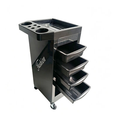 Carro de almacenamiento para peluquería de 4 niveles con dimensiones de 405*380*920 mm y 4 ruedas para fácil movilidad